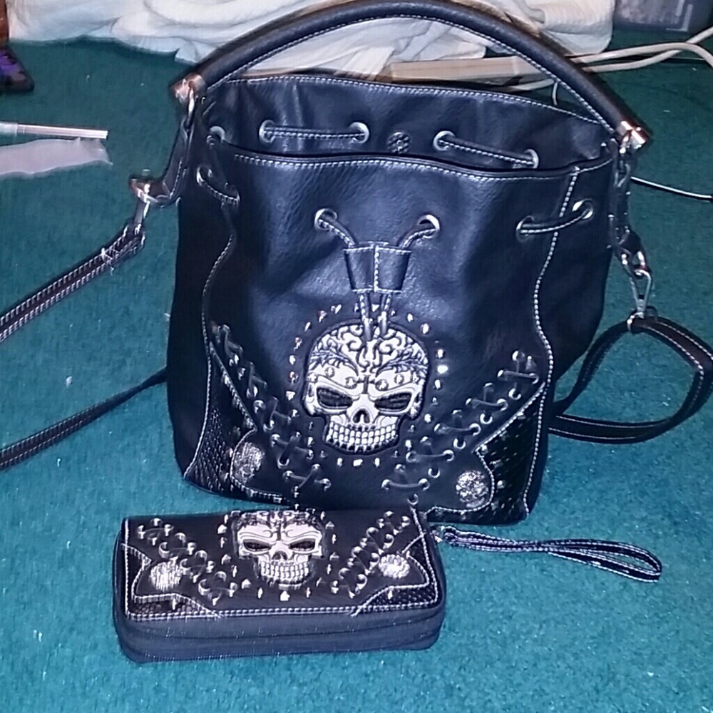 Skull Purse and Wallet Set